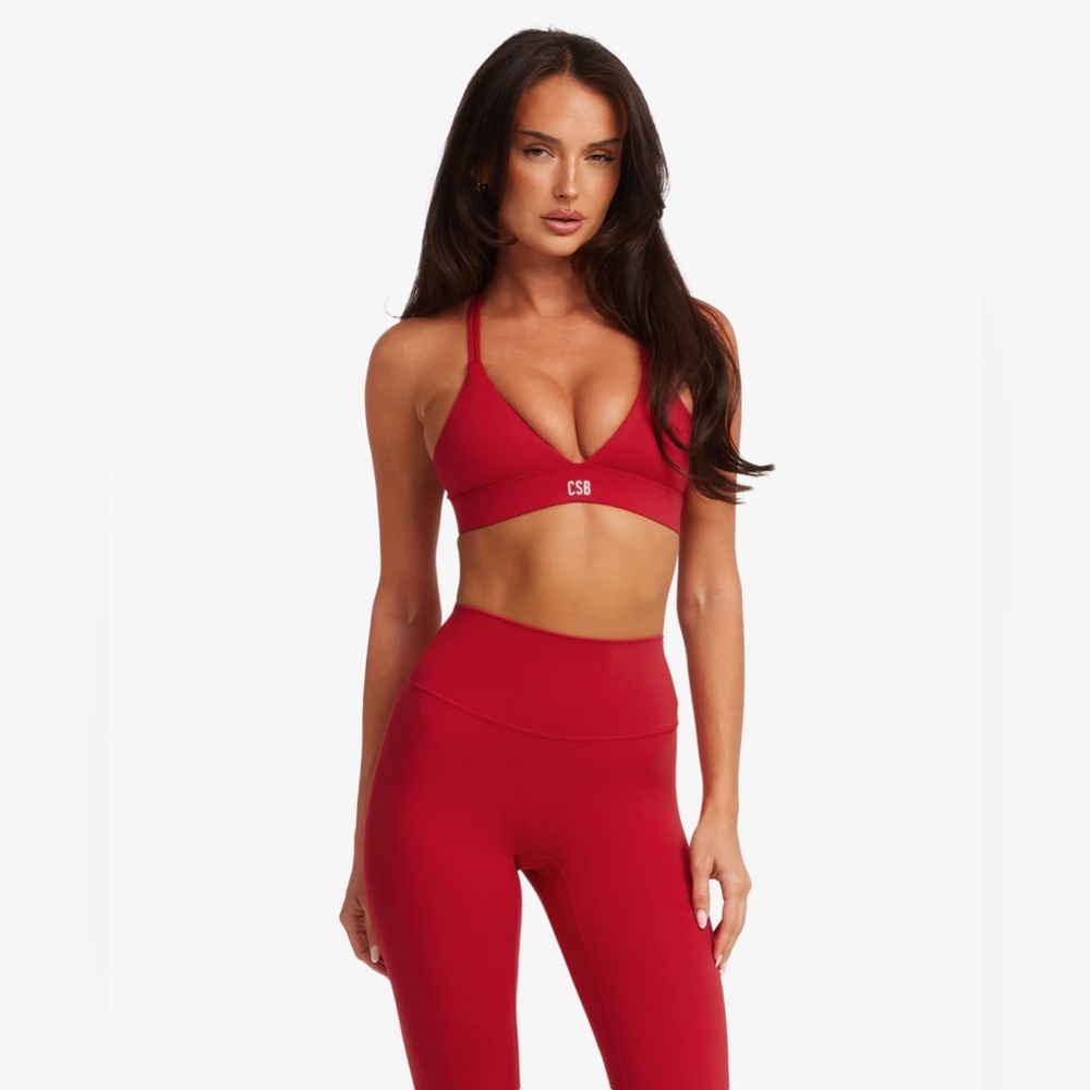 CSB Chili🌶️ Red Serenity Leggings sz XS & Stella Crop Top sz S Set Outfit